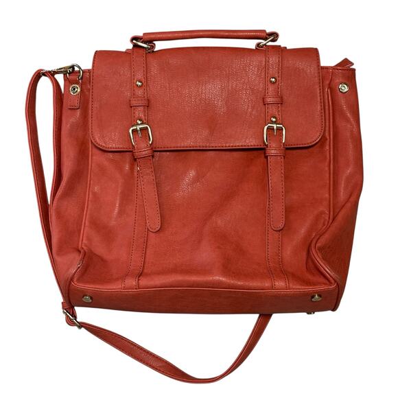 Large Vegan Leather Burnt Orange Tote Bag Laptop Bag MMS Design Studio - Picture 1 of 7